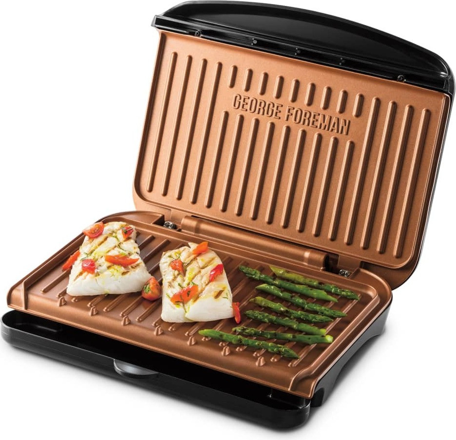 George Foreman Fit Grill Medium in Copper en Black met afneembare platen