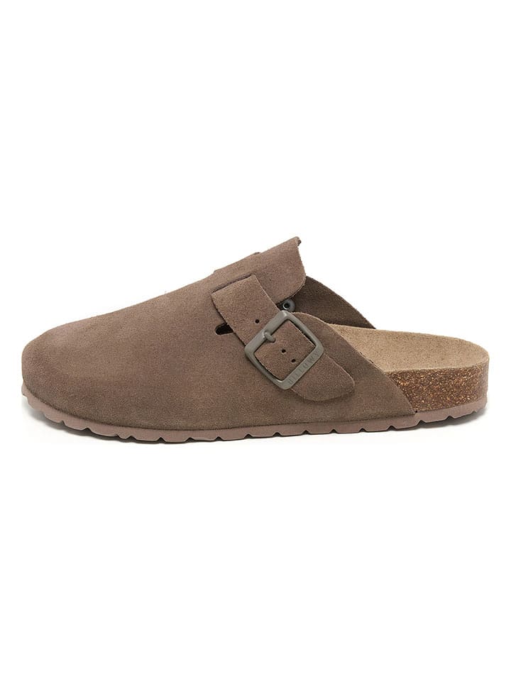 billowy Leder-Clogs in Taupe - 42