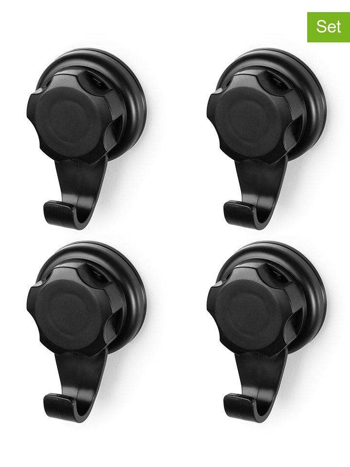 Compactor 4er-Set: Wandhaken "Bestlock" in Schwarz - (B)5,4 x (H)4 x (T)8 cm - onesize