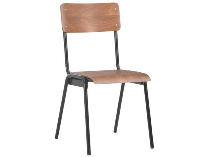 HKLGBVCR Essstühle, 6 Stück, Braun, Sperrholz Pulverbeschichtete Stahlbeine, stapelbar, platzsparend, feucht abwischbar, 110 kg pro Sitz