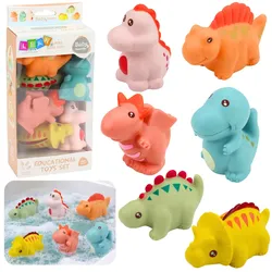 Set mit pädagogischen Gummidinosauriern für Badespiele, Pastellfarben, 6-teilig.