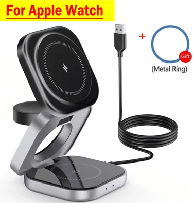 Inspire Essentials 30W 3in1 Foldable Magnetic Wireless Charger Stand For IPhone Apple Watch And AirPods black Set
