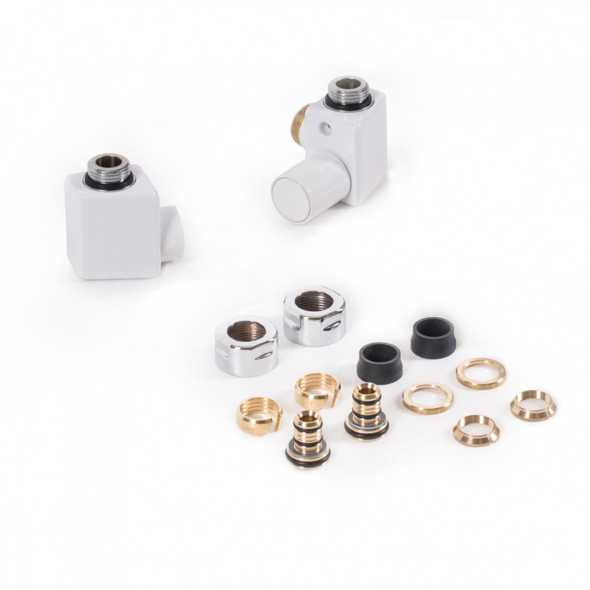 Terma Set Regelventil DEXTER GZ 1/2"" - Ø16x2, Ø15 rechts, TGERCD1-BI, Weiß TGERCD1-BI