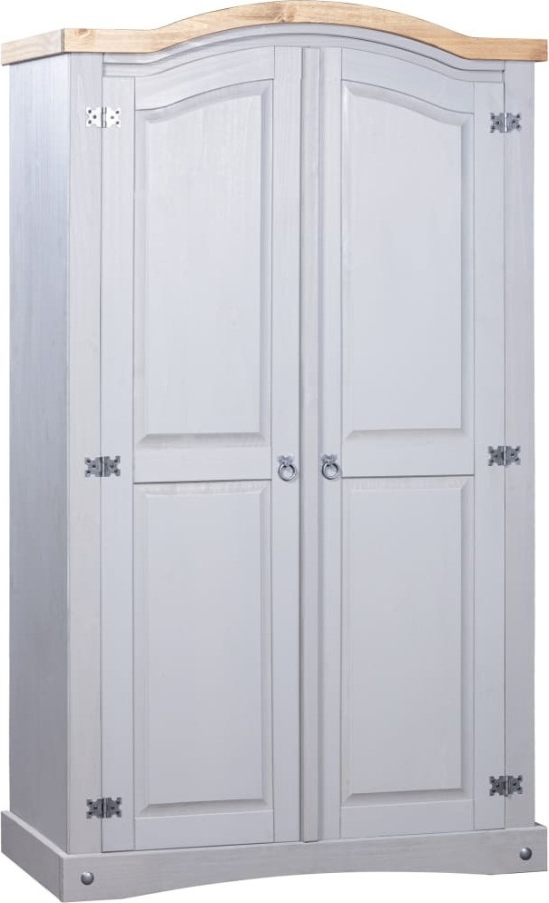 The Living Store Garderobekast Mexicaanse stijl van grenenhout met 2 deuren, Grijs