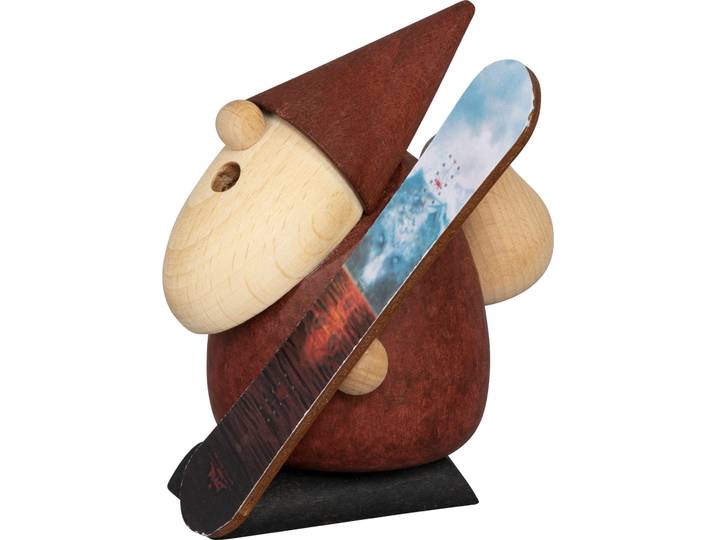 Räuchermännchen SAICO ORIGINAL Weihnachtsmann - Snowboarder , rot, H:11cm L:10cm T:10cm, Holzwerkstoff, Räucherdeko, Räuchermännchen, BxHxT: 10x11x10 cm