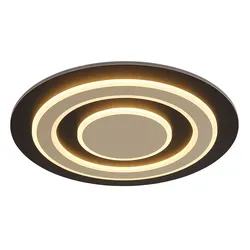 Deckenleuchte Deckenlampe Schlafzimmerlampe Esszimmerleuchte champagnerfarben dunkelbraun, Metall MDF, LED 40W 1100lm 3000K warmweiß, D 48 cm