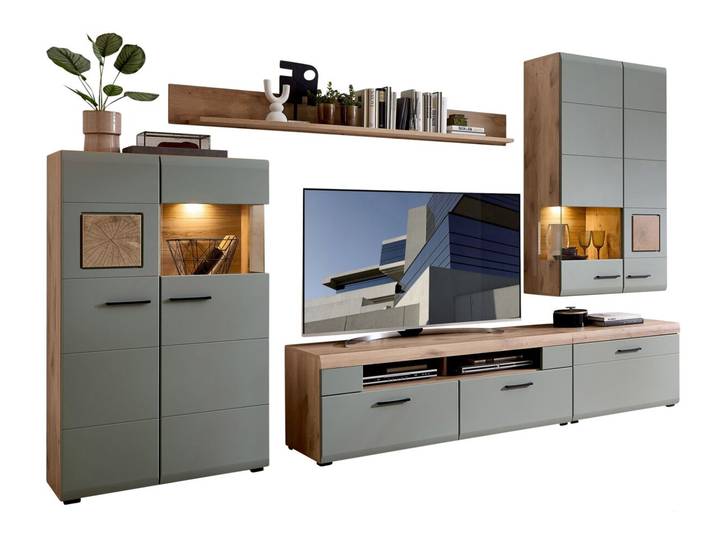 Z2 Wohnwand FUN PLUS II, grün, Holznachbildung