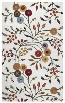 Alora Decor Cascade Neutral Ivory Floral Hand-tufted Wool Blend Rug