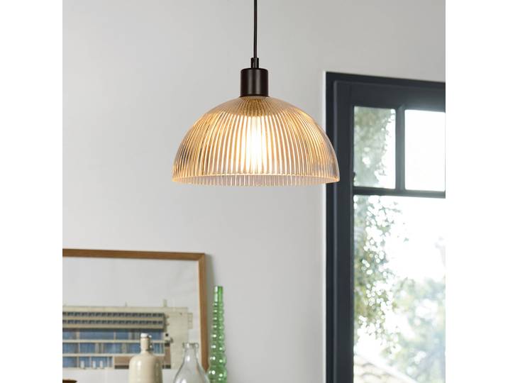 Suspension Duomo transparente/noire Ø 25 cm - COREP SAS - Salon / séjour - Verre - Avec abat-jour