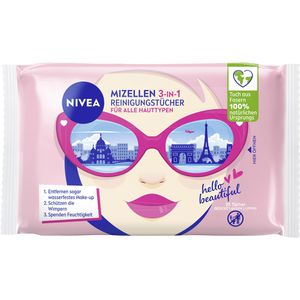 Nivea Abschminktücher Mizellen 3-in-1 Reinigungstücher, mit Provitamin B5 und Hydramin, für alle Hauttypen, 25 Stück