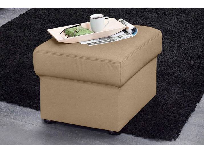 Hocker SIT & MORE Bansin , braun (cafe), B:58cm H:45cm T:58cm, Luxus-Microfaser ALTARA NUBUCK (100% Polyester);SOFTLUX-Kunstleder;NaturLEDER (echtes Rindsleder)/Korpus SOFTLUX-Kunstleder, Hocker, Polsterhocker Lederhocker