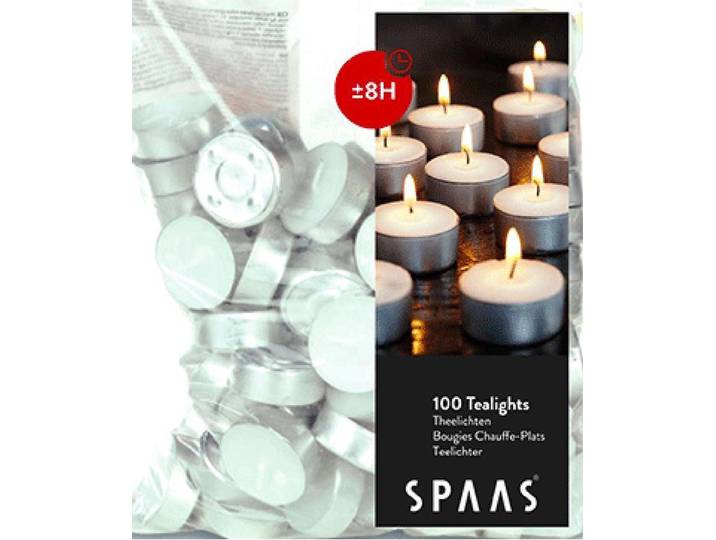 Spaas Waxinelichtjes - Theelichtjes - 8u - 100 stuks