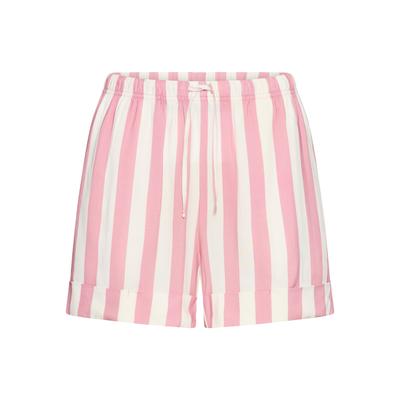 Pyjamashorts S.OLIVER, Damen, Gr. 36, N-Gr, rosa (mauve gestreift), Web, Obermaterial: 100% Viskose, gestreift, loose fit kurz, Hosen, mit breitem Aufschlag am Saum