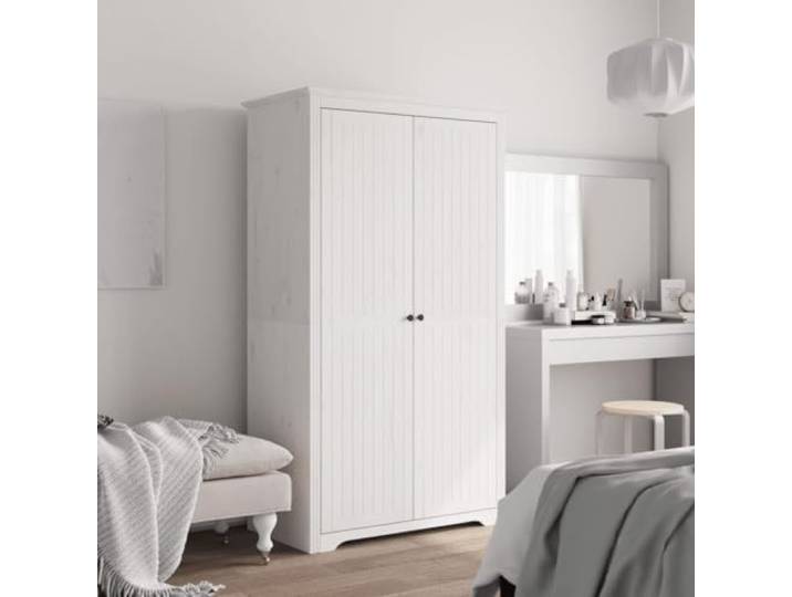 HKLGBVCR Kleiderschrank Bodo, weiß, 99 x 53,5 x 173 cm, massives Kiefernholz