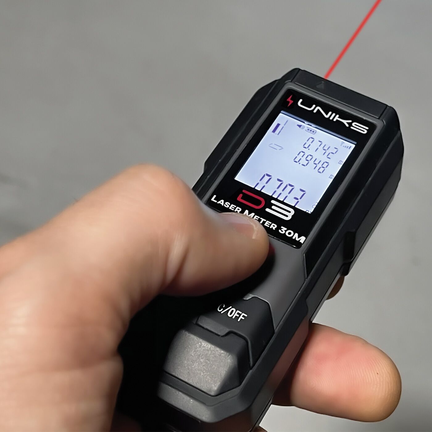 Uniks D3 Metro Laser Professionale 30mt Misuratore Area, Volume Con Doppio Teorema Di Pitagora Precisione 5mm