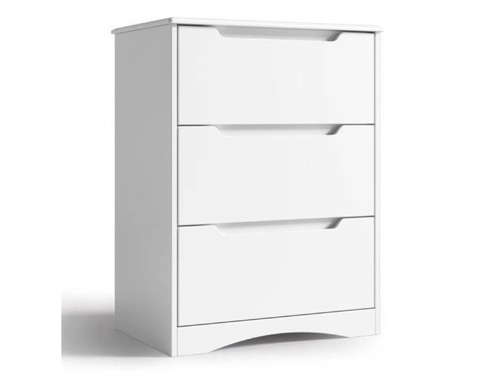 Commode 3 Tiroirs - Bealife - Commode de Chambre - Blanc - 62 x 41 x 82 cm - Style Scandinave