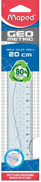 Règle plate 20 cm Geometric transparente - Maped