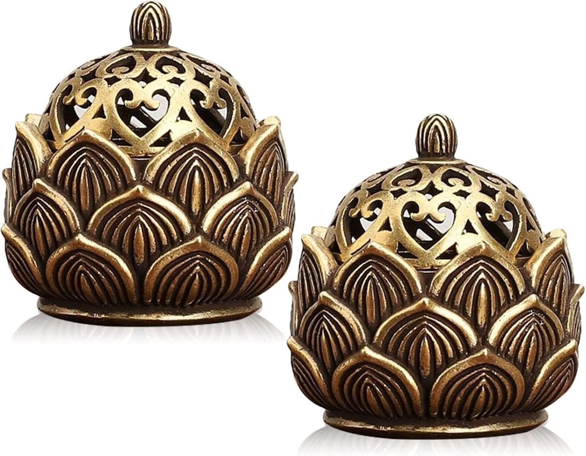 Set van 2 lotusvormige wierookhouders voor wierookkegels