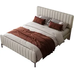 Polsterbett 160x200 cm mit verstellbarem Kopfteil und stabiler Konstruktion – elegantes Design in Grau-Beige
