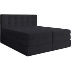 BOXSPRINGBETT FINIKE 160x200 cm mit Bettkasten und 2 Matratzen - Schwarz + TOPPER
