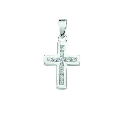 Kettenanhänger ADELIA´S "Damen & Herren 925 Silber Kreuz Anhänger mit Zirkonia", silber, Schmuckanhänger, Damen, mit Zirkonia, Silber 925 (Sterlingsilber), Kettenanhänger, mit Zirkonia Silberschmuck für Damen & Herren
