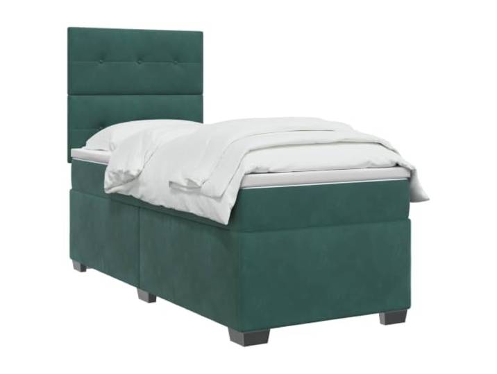PUGYNBK Boxspringbett, Dunkelgrün, 100 x 200 cm Verstellbares Kopfteil, USB-LED-Lichter, abnehmbare Bezüge, mittlere Festigkeit