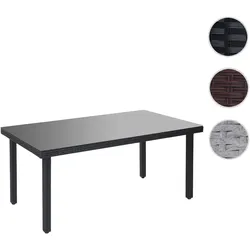Poly-Rattan Gartentisch Cava, Esstisch Tisch mit Glasplatte, 160x90x74cm ~ anthrazit