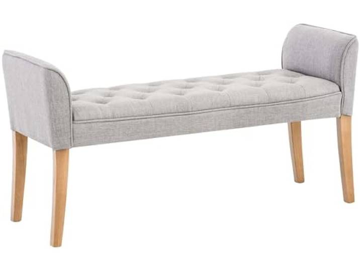 CLP Chaiselongue Cleopatra I Stoff-Bezug I Polsterbank Farbe hellgrau Gestell Farbe antik-hell