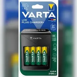 Varta Akku NiMH, Universal Ladegerät, LCD Plug Charger+ inkl. Akkus, 4x Mignon, AA, 2100mAh, USB