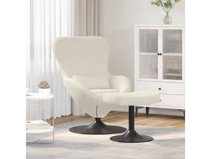 Crème Siège/Fauteuil - JILLE'S® 63x73x90cm - Chaise Œuf - avec Pouf - crème - 63x73x90cm Velours MEU5688741915820