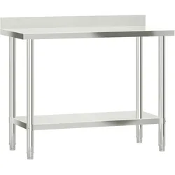Helloshop26 - Professioneller Küchenarbeitstisch mit Spritzschutz 110 x 55 x 93 cm Edelstahl