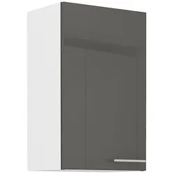 Küche Hängeschrank 45 Lara Grau Hochglanz + Weiss matt Küchenzeile Küchenblock