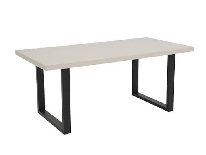 Hela Tische, Esstisch Meran, 50mm Tischplatte, Cashmere Matt lackiert, U-Gestell Metall Schwarz, 180x90 cm