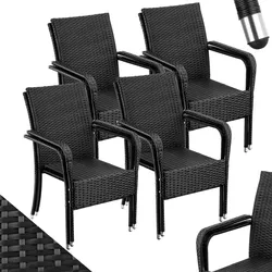 tectake® Rattanstuhl, widerstandsfähig, bodenschonend, stapelbar, 58 x 67 x 90 cm, Belastbarkeit 120 kg