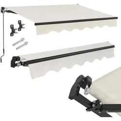 Juskys Markise 300 x 250 cm für Terrasse & Balkon - mit Kurbel & Halterung - Gelenkarmmarkise Beige
