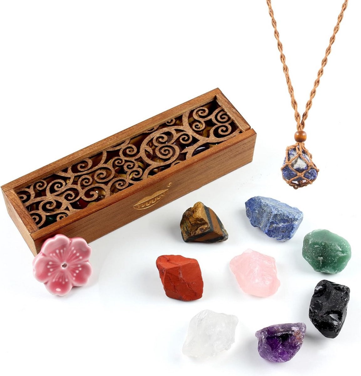 Natuurlijke Chakra Stenen Set voor Meditatie en Healing – 8 Ruwe Kristallen voor Chakra Balans