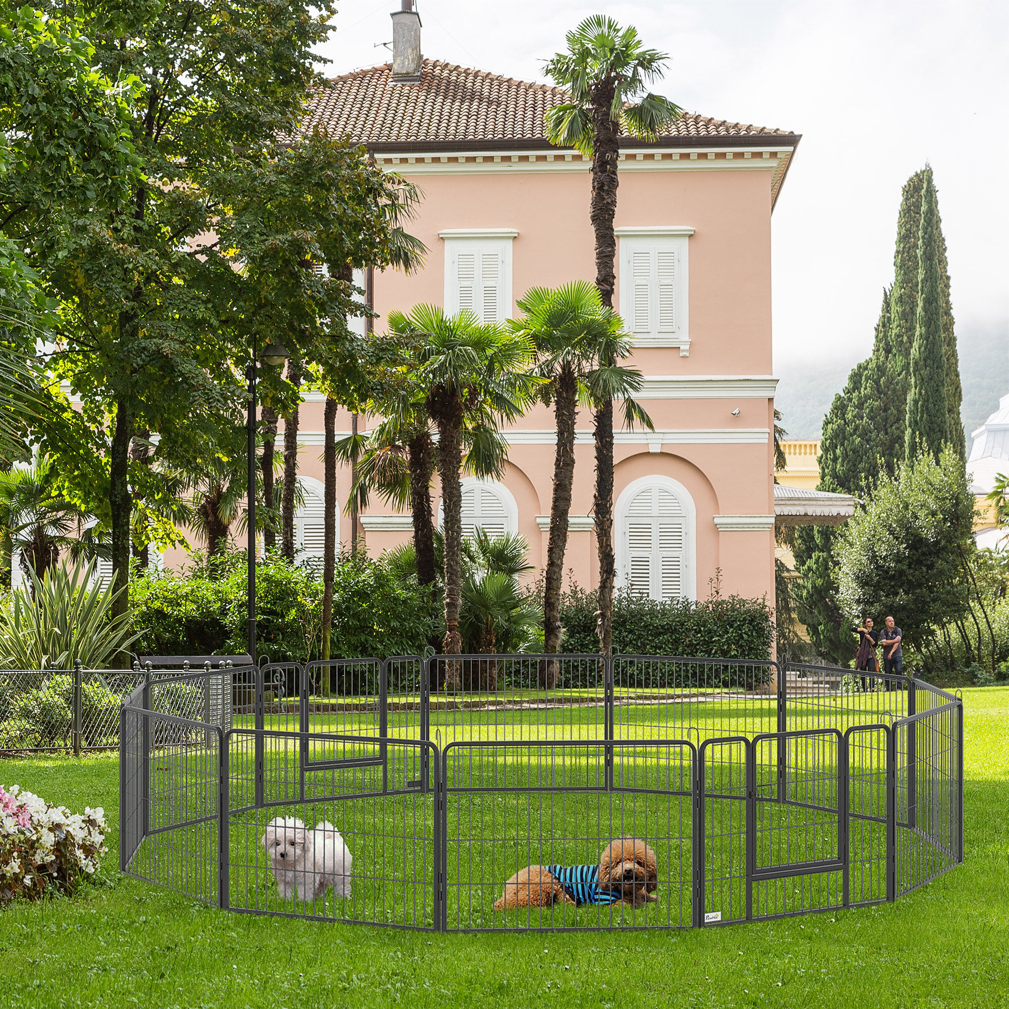 Altro Recinto Per Cani E Cuccioli Con 12 Pannelli Modulabili E 2 Ingressi, 80x1.5x60cm
