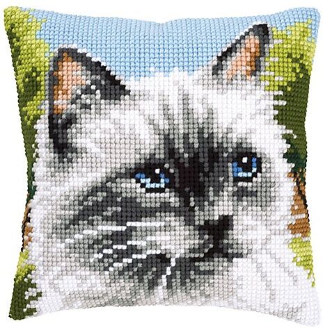 Kreuzstichkissen "Perser-Katze"