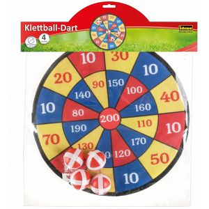 Idena Wurfspiel 40095, Klettball-Dart, ab 3 Jahre, Dartscheibe mit 4 Klettbällen, ab 1 Spieler