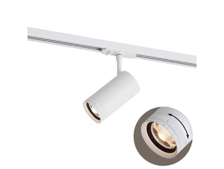 Spot moderne blanc pour système d'éclairage sur rail monophasé