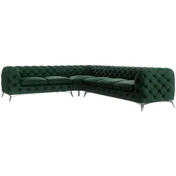 ECKSOFA Chesterfield Laura Flasche Grün Samt