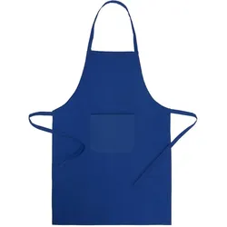 Schürze mit Tasche, verstellbaren Bändern an der Taille und Schnitt unterhalb des Knies. Blau