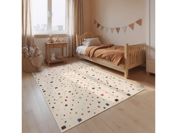 Kinderteppich HANSE HOME Funny Squares , bunt (creme multifarben), B:120cm H:10mm L:170cm, Polypropylen, Teppiche, Kinderteppich, Pflegeleicht, Weich, Kinderzimmer, Spielteppich, Spielunterlage