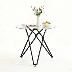 STILVORA Esstisch rund Glas Schwarz 90x90x78  mit Hartglasplatte Metallbeinen verstellbaren Füßen, platzsparend für Küche Esszimmer Wohnzimmer