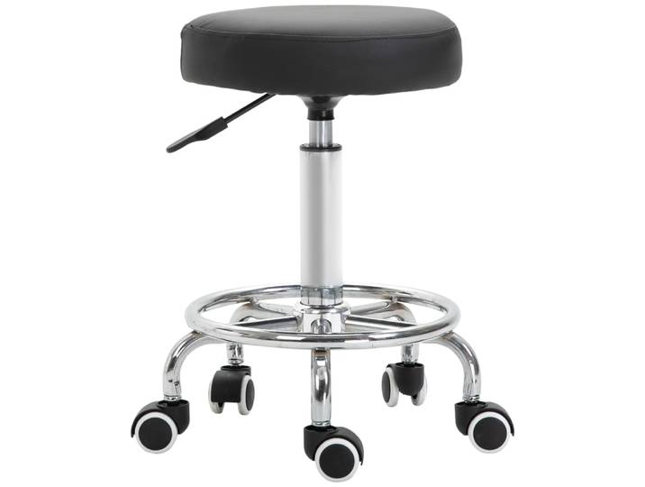 Tabouret à roulettes hauteur réglable revêtement synthétique noir