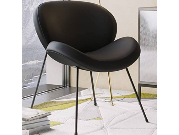 GGMMÖBEL Naomi 2-er Set Designerstuhl Leder Schwarz Hotelstuhl Restaurantstuhl Esszimmerstuhl