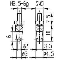 KÄfer Messeins.D.2mm horiz.Zyl.M2,5 STA z.Messuhren