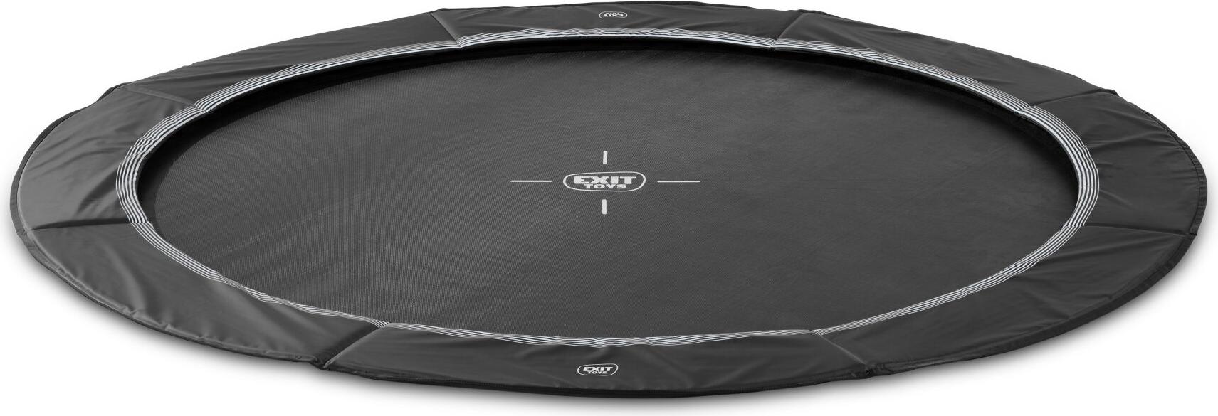 EXIT InTerra Sporttrampolin ø366cm, Bodentrampolin, Rund, für Kinder, Schwarz