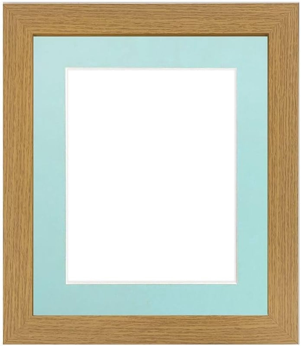 Eiken Fotolijst met Blauwe Passe-partout - Natuurlijk Eiken - 50,8 x 50,8 cm