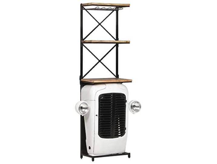 vidaXL Traktor-Weinschrank Weiß 49x31x172 cm Raues Mangoholz